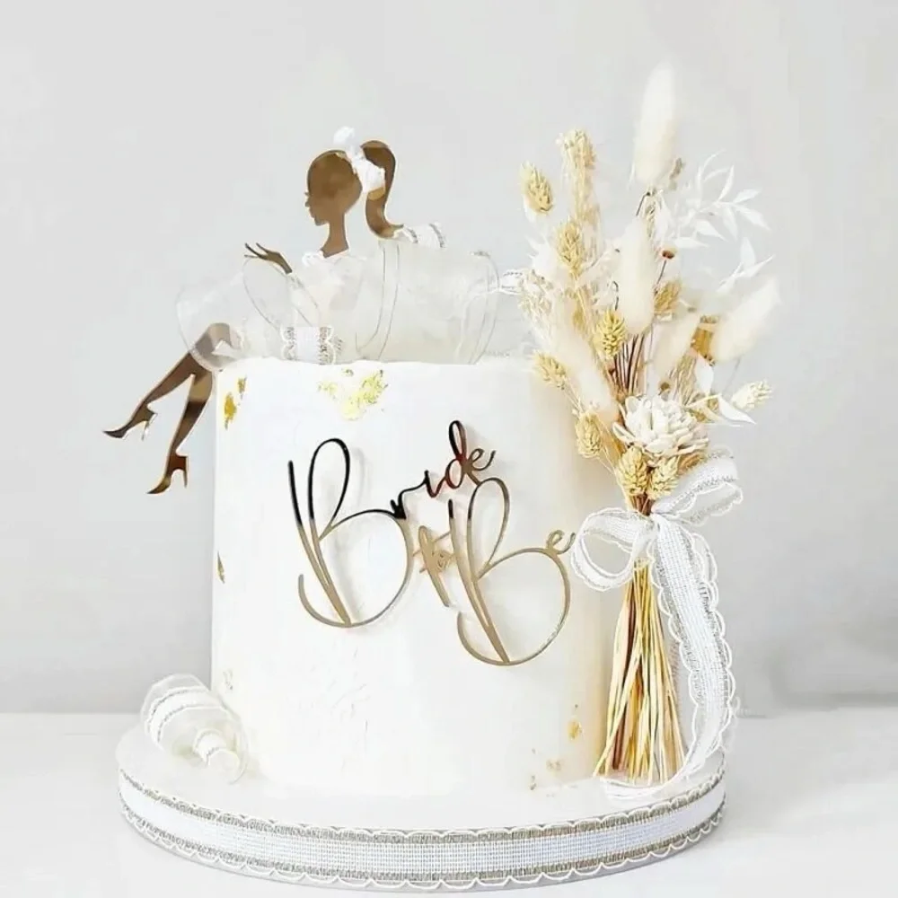 NEW | 2-piece Set Design | Bride To Be Party Cake Topper | Gold Acrylic